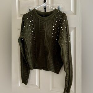 Forever 21 Dark Green Embellished Sweater